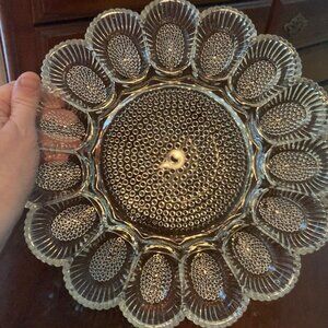 Vintage leaded crystal deviled egg platter